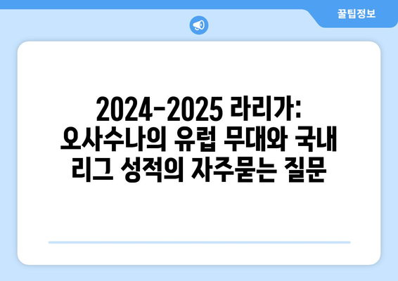 2024-2025 라리가: 오사수나의 유럽 무대와 국내 리그 성적