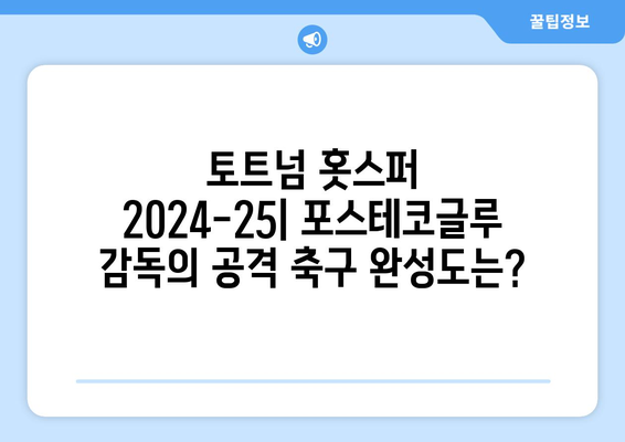 토트넘 홋스퍼 2024-25: 포스테코글루 감독의 공격 축구 완성도는?