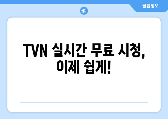 실시간 TVN 무료 시청 방법 소개