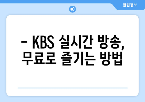 KBS 실시간 방송 시청 방법 및 채널 정보 확인