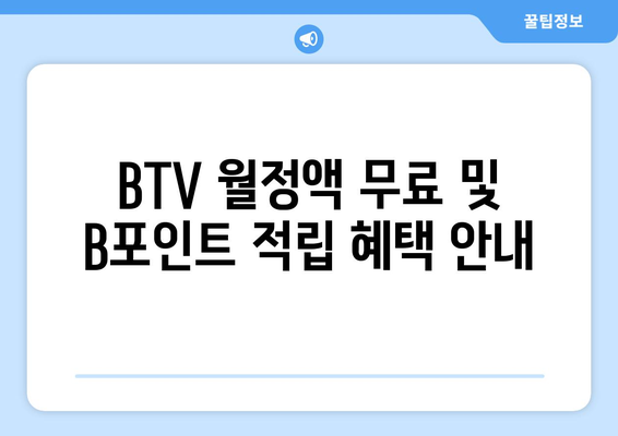 BTV 월정액 무료 및 B포인트 적립 혜택 안내