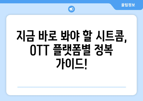 웃음 보장 시트콤: 2024년 8월 OTT 빈지워치 가이드