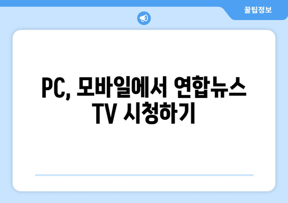 연합뉴스 TV 편성표 및 무료 TV 시청 방법