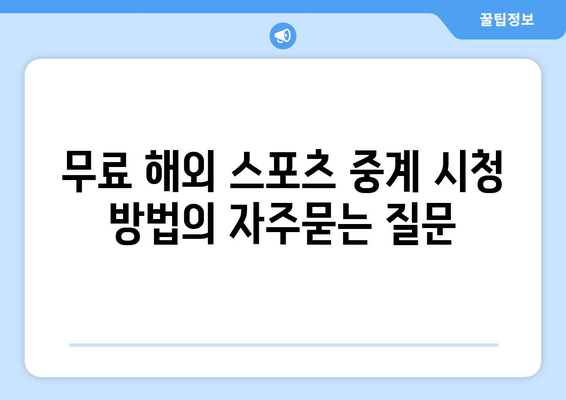 무료 해외 스포츠 중계 시청 방법