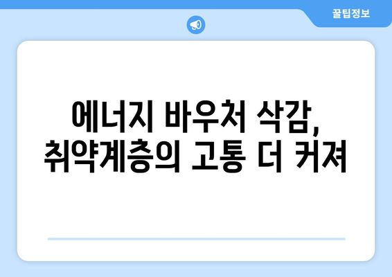 에너지 바우처 예산 삭감으로 취약계층 더 어려워질 듯