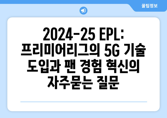 2024-25 EPL: 프리미어리그의 5G 기술 도입과 팬 경험 혁신