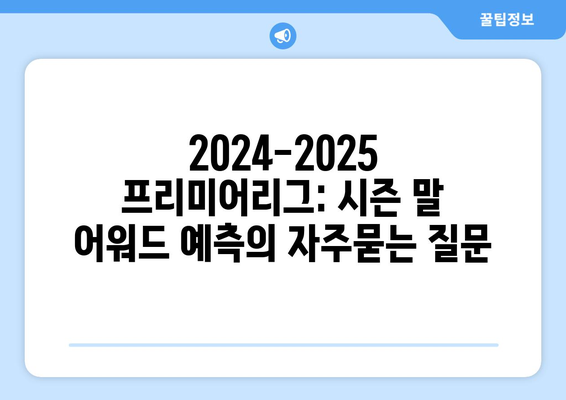 2024-2025 프리미어리그: 시즌 말 어워드 예측