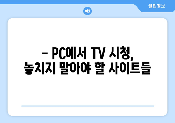 PC에서 TV 무료로 보는 사이트 추천.