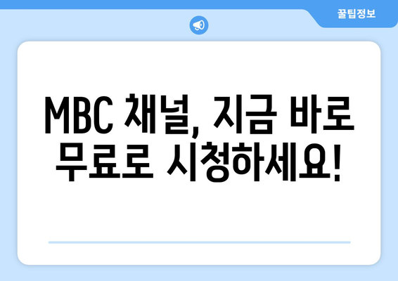 MBC, MBC TV 무료 시청하기