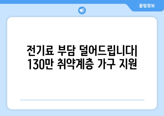 취약계층 전기료 감면 안내, 130만 가구 지원