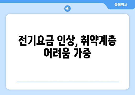 전기요금 인상 취약계층 대책: 추가 지원 제공