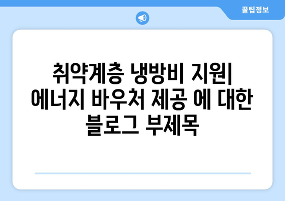 취약계층 냉방비 지원: 에너지 바우처 제공