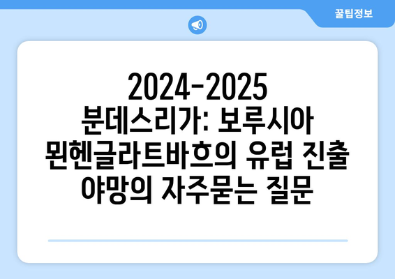 2024-2025 분데스리가: 보루시아 묀헨글라트바흐의 유럽 진출 야망