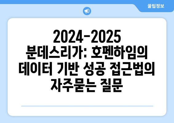 2024-2025 분데스리가: 호펜하임의 데이터 기반 성공 접근법