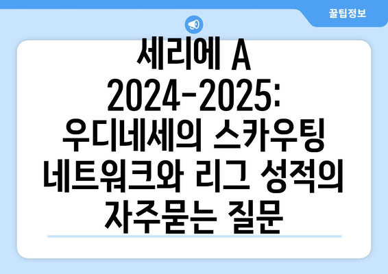 세리에 A 2024-2025: 우디네세의 스카우팅 네트워크와 리그 성적