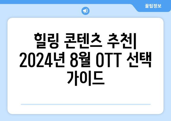 기분 좋아지는 힐링 콘텐츠: 2024년 8월 OTT 추천