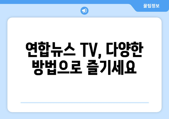 연합뉴스 TV 편성표 및 무료 TV 시청 방법