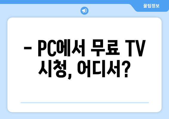 PC에서 TV 무료로 보는 사이트 추천.