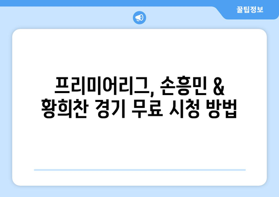 프리미어리그 손흥민 & 황희찬 경기 중계 일정과 무료 시청 방법