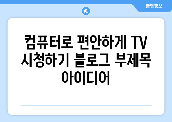 컴퓨터로 편안하게 TV 시청하기