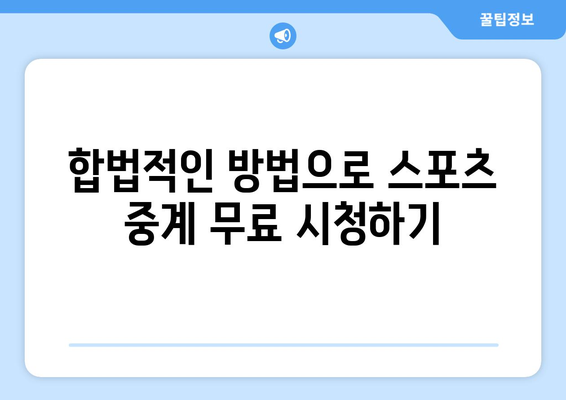 스포츠 중계 무료 시청 방법 - 그간의 궁금증 해결하기