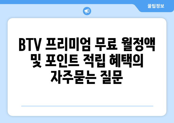 BTV 프리미엄 무료 월정액 및 포인트 적립 혜택