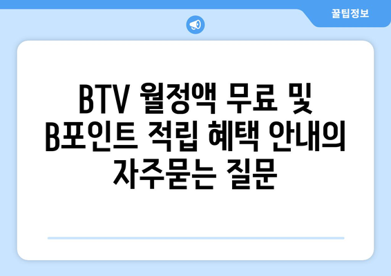 BTV 월정액 무료 및 B포인트 적립 혜택 안내