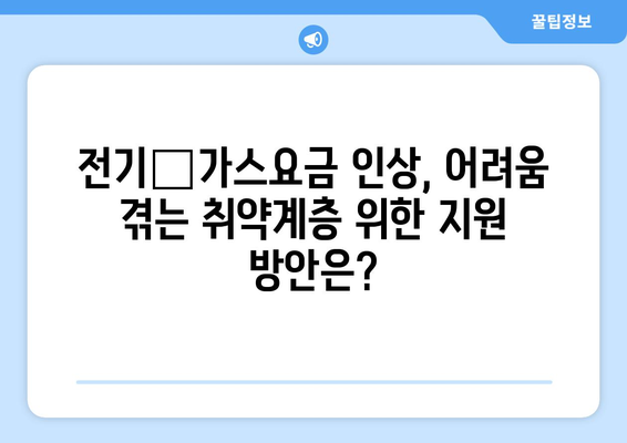 전기‧가스요금인상, 취약계층 지원 확대