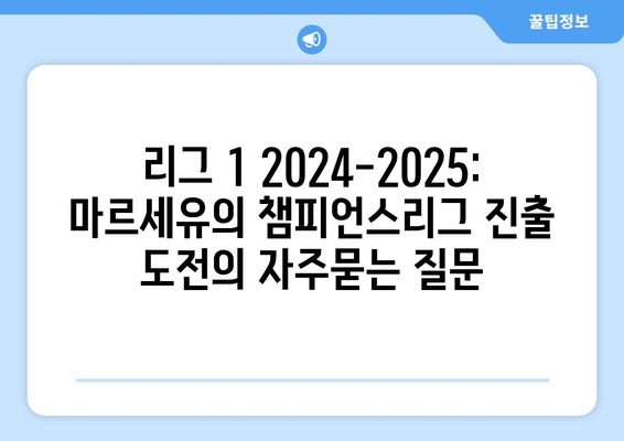 리그 1 2024-2025: 마르세유의 챔피언스리그 진출 도전