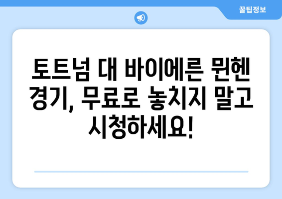 토트넘과 바이에른 뮌헨 중계 경기 무료 시청 안내