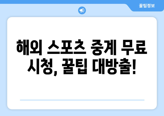 해외 스포츠 중계 무료 시청 방법