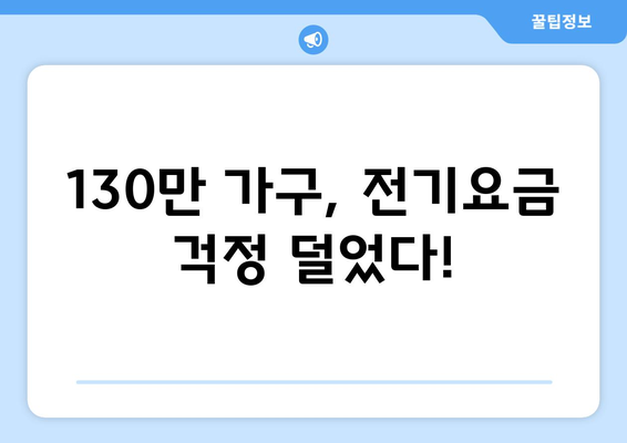 에너지 취약계층 전기 요금 지원, 130만 가구에 1만 5천 원 무상 지원