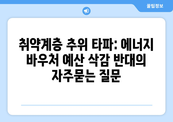 취약계층 추위 타파: 에너지 바우처 예산 삭감 반대