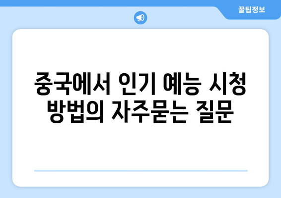 중국에서 인기 예능 시청 방법