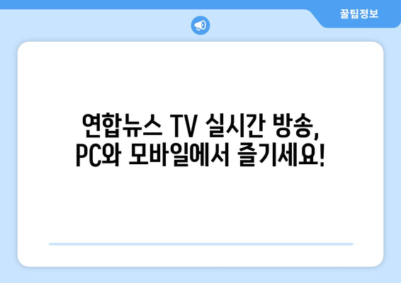 연합뉴스 TV 편성표 및 무료 TV 시청 방법 안내