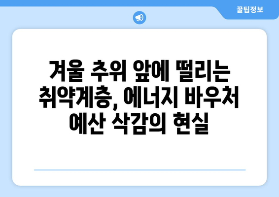 에너지 바우처 예산 삭감, 취약계층 우려 증가