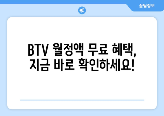 BTV 월정액 무료 및 B포인트 적립 혜택 안내