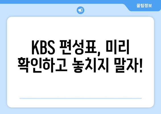 KBS 실시간 방송 시청 방법: 채널 정보와 편성표 안내