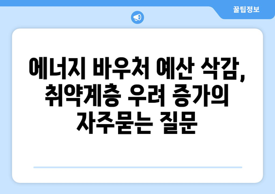 에너지 바우처 예산 삭감, 취약계층 우려 증가