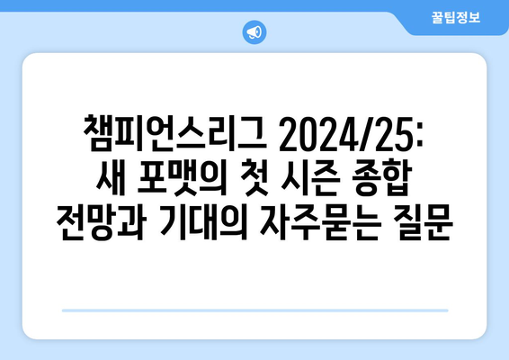 챔피언스리그 2024/25: 새 포맷의 첫 시즌 종합 전망과 기대