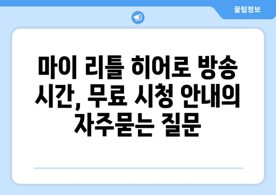 마이 리틀 히어로 방송 시간, 무료 시청 안내