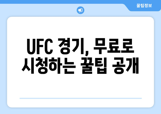 UFC 중계 방송을 무료로 시청하는 방법 안내