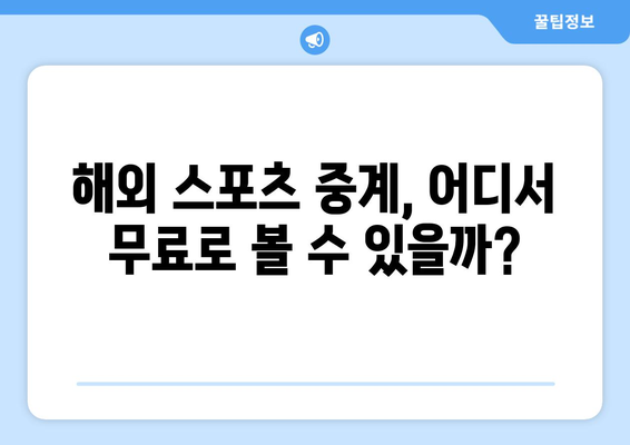 해외 스포츠 중계 무료 시청 방법