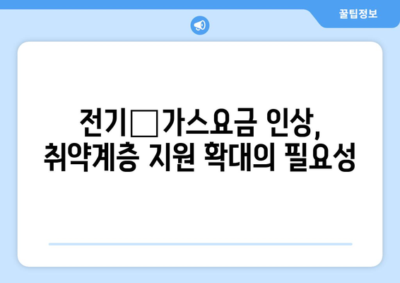 전기‧가스요금인상, 취약계층 지원 확대