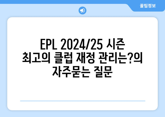 EPL 2024/25 시즌 최고의 클럽 재정 관리는?