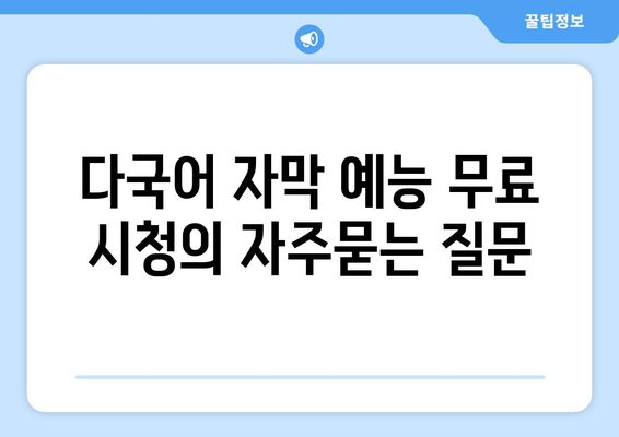 다국어 자막 예능 무료 시청