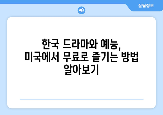 미국에서 한국 드라마와 예능을 무료로 시청하는 법