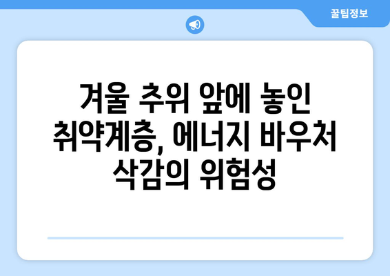 에너지 바우처 예산 삭감으로 취약계층 더 어려워질 듯