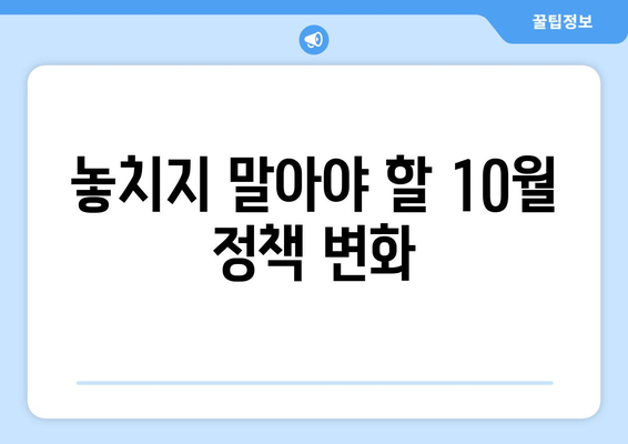 10월 주요 정책 안내