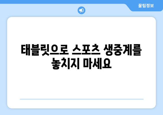 태블릿으로 스포츠 중계 무료 시청방법